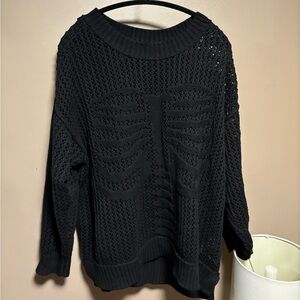 American Eagle Outfitters Black Knit Skeleton Sweater